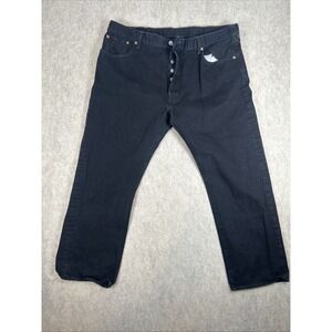 Levis 501 Jeans Mens 42x30 Black Original Fit Button Fly Straight Leg Denim